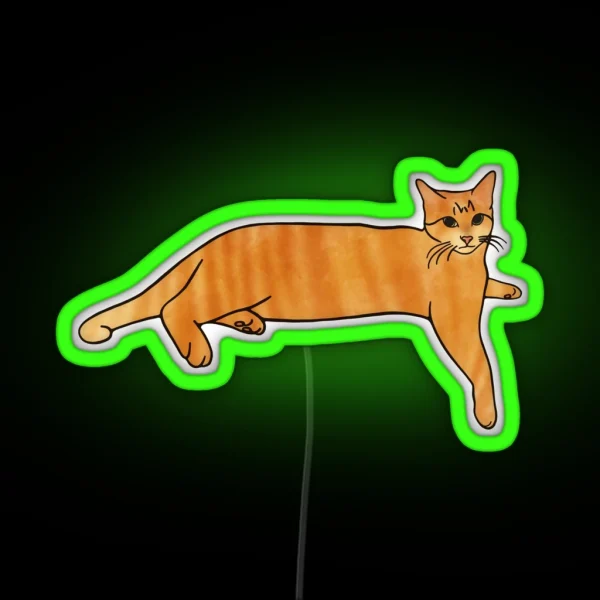 Laying Orange Tabby Cat RGB Neon Sign