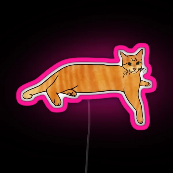 Laying Orange Tabby Cat RGB Neon Sign