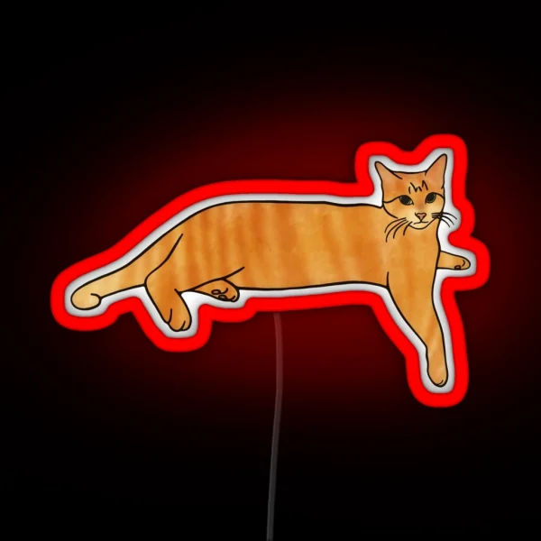 Laying Orange Tabby Cat RGB Neon Sign