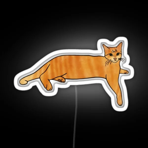 Laying Orange Tabby Cat RGB Neon Sign