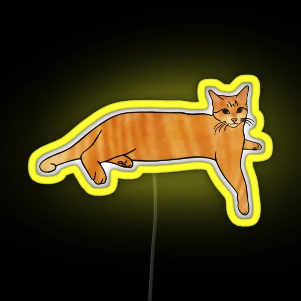 Laying Orange Tabby Cat RGB Neon Sign