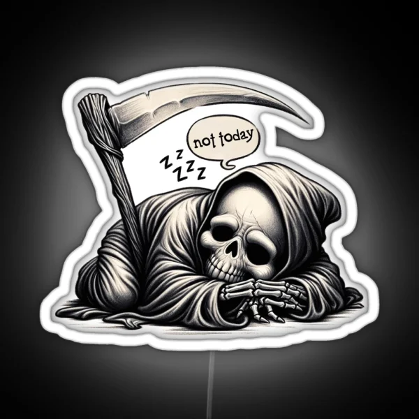 Lazy Reaper Not Today Graphic Tee RGB Neon Sign