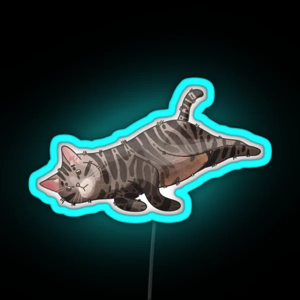 Lazy Tabby Cat RGB Neon Sign