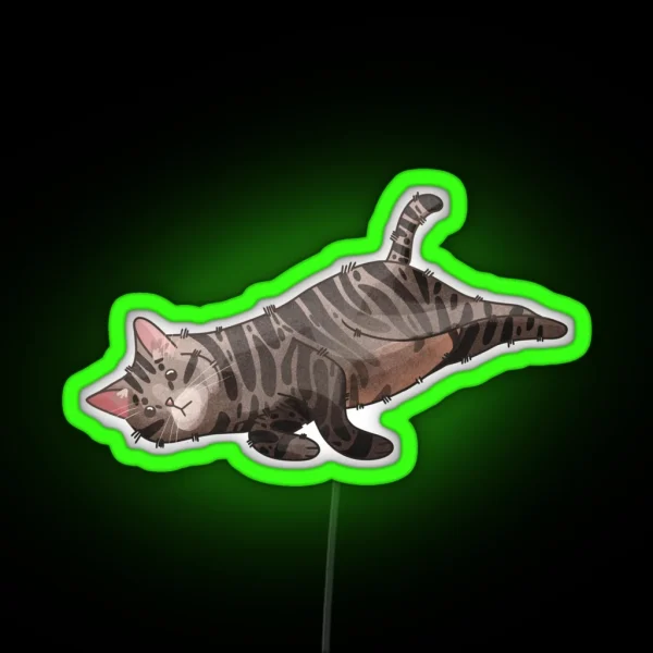 Lazy Tabby Cat RGB Neon Sign