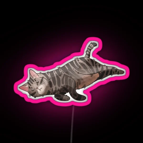 Lazy Tabby Cat RGB Neon Sign