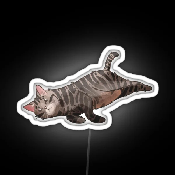 Lazy Tabby Cat RGB Neon Sign