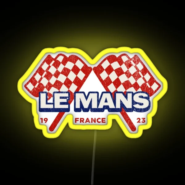 Le Mans France 1923 Racing Inspired Vintage Distressed RGB Neon Sign