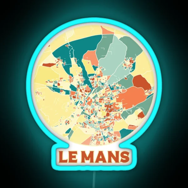 Le Mans France City Map Coordinates RGB Neon Sign