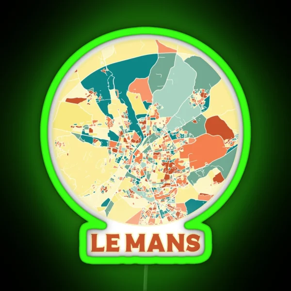 Le Mans France City Map Coordinates RGB Neon Sign
