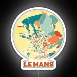 Le Mans France City Map Coordinates RGB Neon Sign