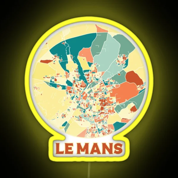 Le Mans France City Map Coordinates RGB Neon Sign