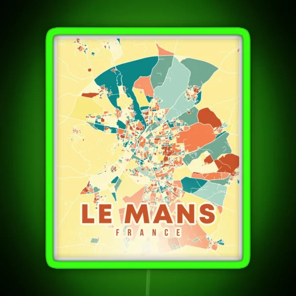 Le Mans France Map RGB Neon Sign