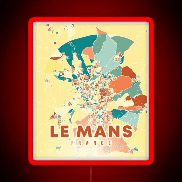 Le Mans France Map RGB Neon Sign
