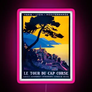 Le Tour Du Cap Corse French Travel Poster RGB Neon Sign