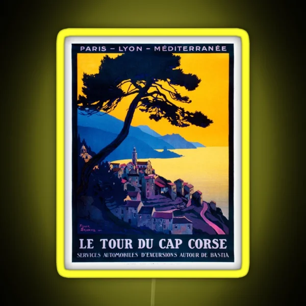 Le Tour Du Cap Corse French Travel Poster RGB Neon Sign