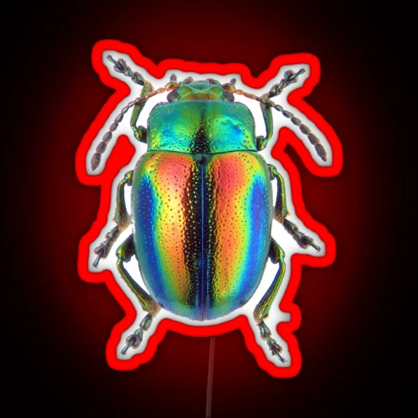 LEAF BEETLE BUG Showing Iridescence Chrysolina Fastuosa RGB Neon Sign