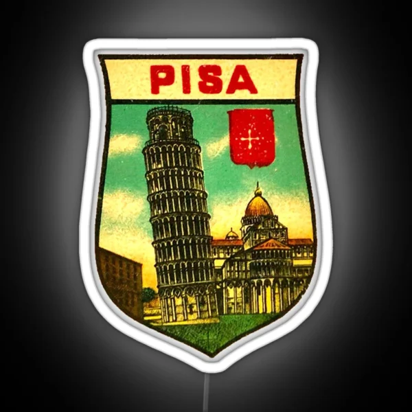 Leaning Tower Of Pisa Vintage Travel Decal RGB Neon Sign