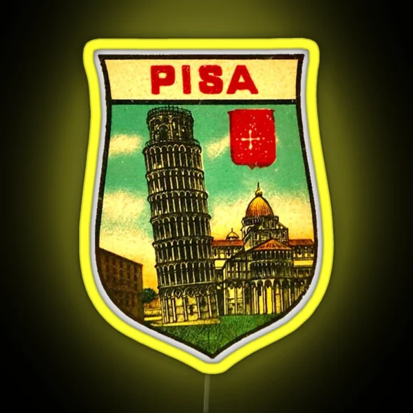 Leaning Tower Of Pisa Vintage Travel Decal RGB Neon Sign