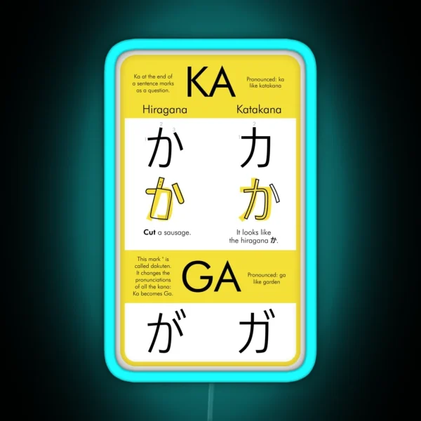 Learning Hiragana And Katakana Ka And Ga RGB Neon Sign