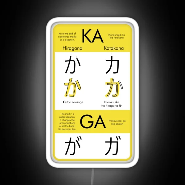 Learning Hiragana And Katakana Ka And Ga RGB Neon Sign