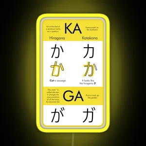 Learning Hiragana And Katakana Ka And Ga RGB Neon Sign