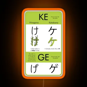 Learning Hiragana And Katakana Ke And Ge RGB Neon Sign