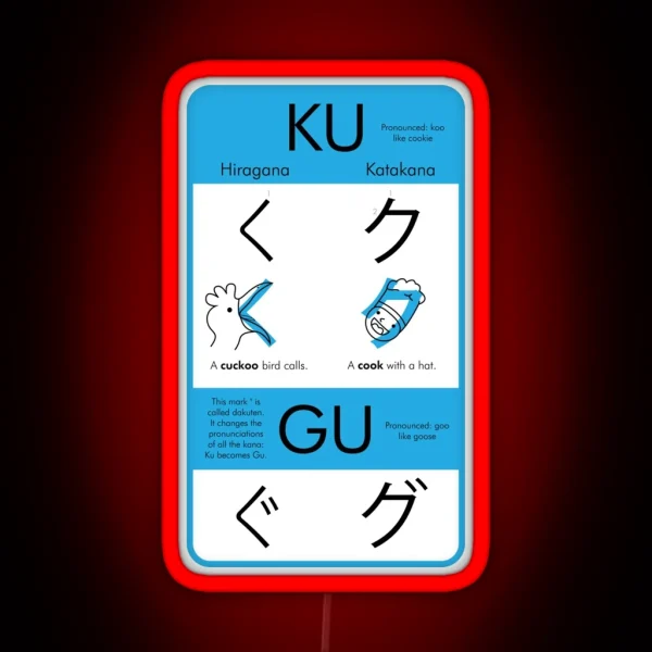 Learning Hiragana And Katakana Ku And Gu RGB Neon Sign