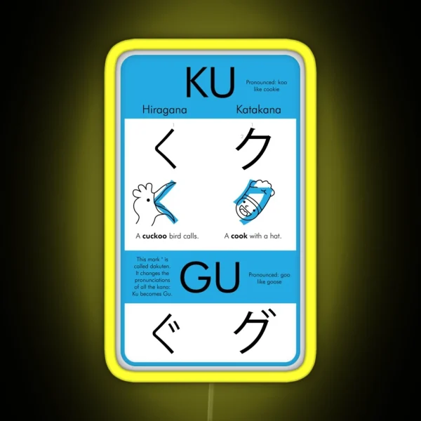 Learning Hiragana And Katakana Ku And Gu RGB Neon Sign