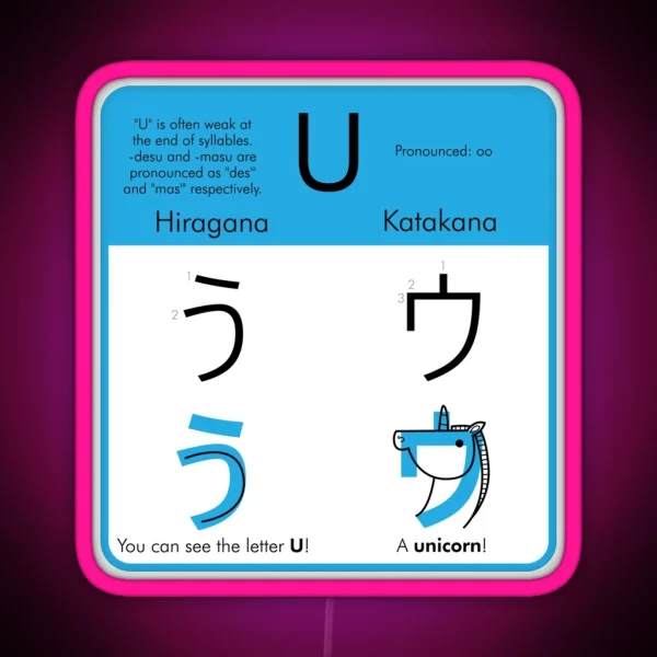 Learning Hiragana And Katakana U RGB Neon Sign