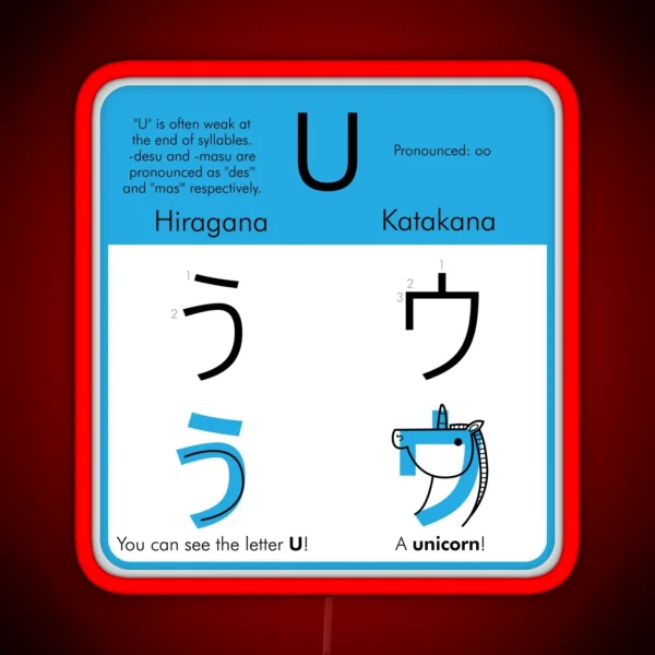 Learning Hiragana And Katakana U RGB Neon Sign
