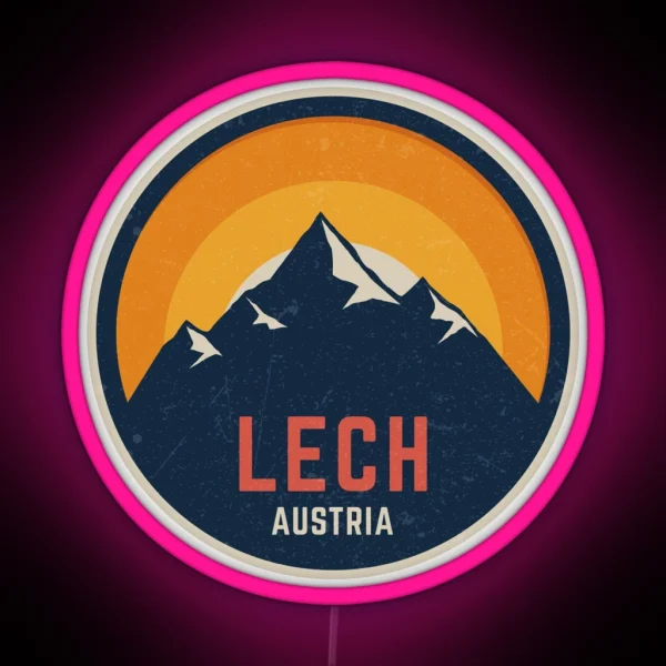 Lech Austria Mountain Design RGB Neon Sign
