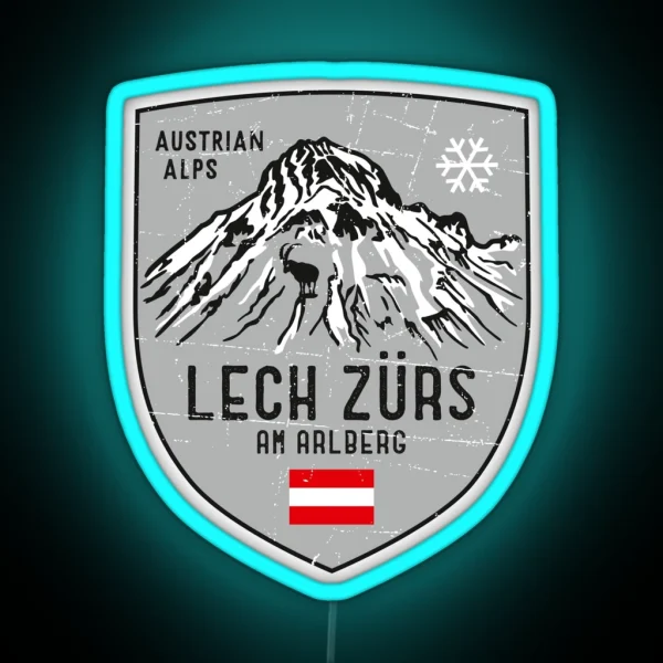 Lech Zurs Mountain Austria Emblem RGB Neon Sign