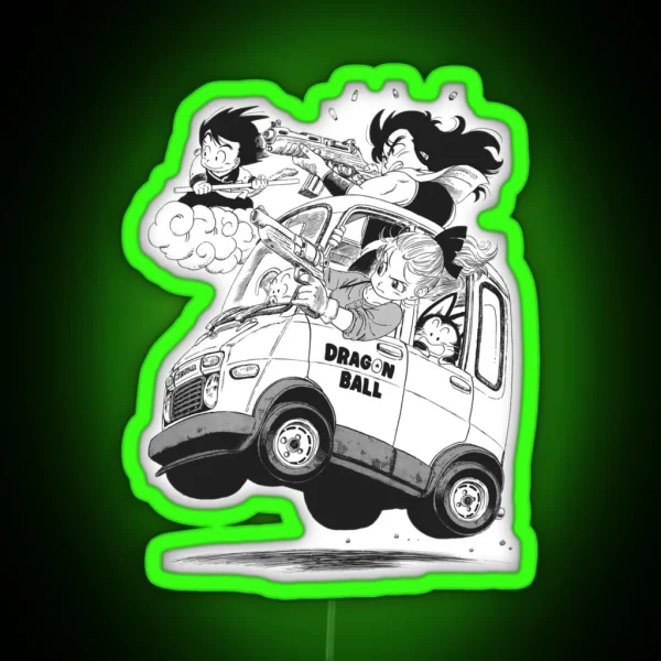 Led Anime 003 Dragon Car Black And White RGB Neon Sign