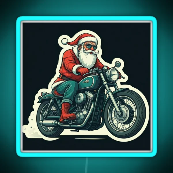 Led Santa Claus Biker RGB Neon Sign