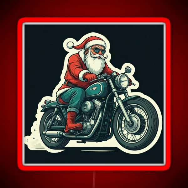 Led Santa Claus Biker RGB Neon Sign