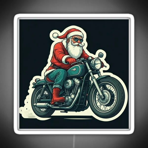 Led Santa Claus Biker RGB Neon Sign