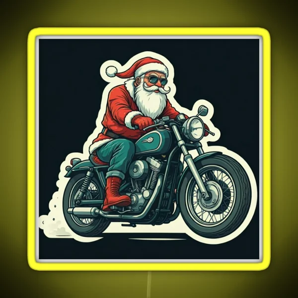 Led Santa Claus Biker RGB Neon Sign