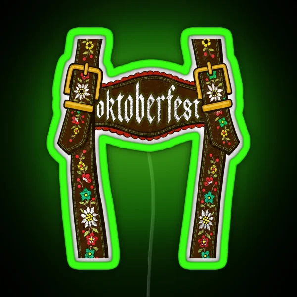 Lederhosen Suspenders Tee Oktoberfest RGB Neon Sign