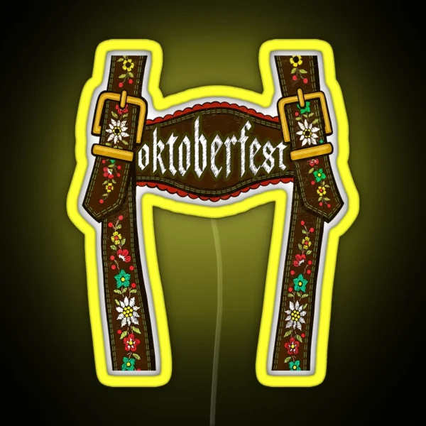 Lederhosen Suspenders Tee Oktoberfest RGB Neon Sign