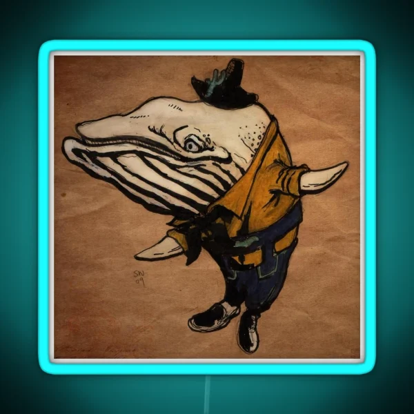 Lederhosen Whale RGB Neon Sign