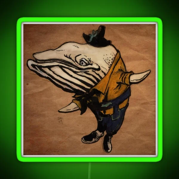 Lederhosen Whale RGB Neon Sign