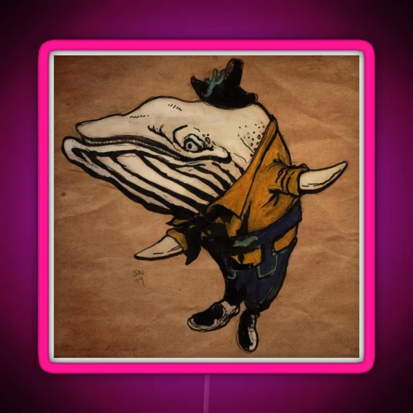 Lederhosen Whale RGB Neon Sign