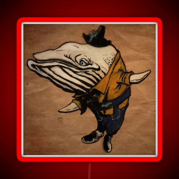 Lederhosen Whale RGB Neon Sign