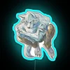RGB neon sign featuring Legosi Beastars with vibrant blue lighting.