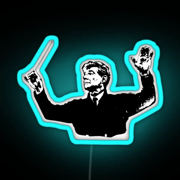 Leonard Bernstein Classical Composer Portrait RGB Neon Sign