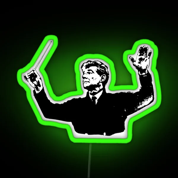 Leonard Bernstein Classical Composer Portrait RGB Neon Sign