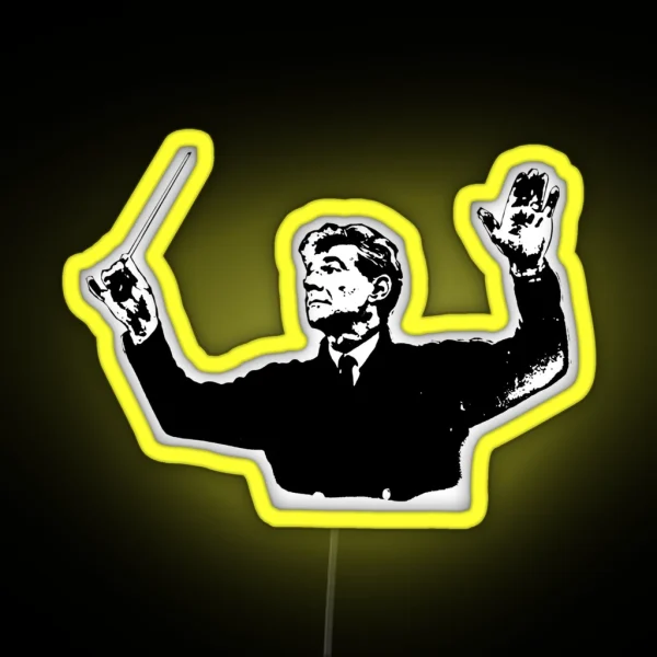 Leonard Bernstein Classical Composer Portrait RGB Neon Sign