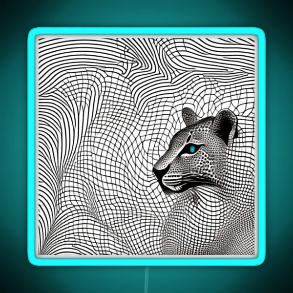 Leopard In Camouflage RGB Neon Sign