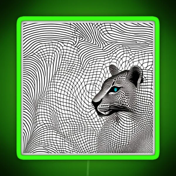 Leopard In Camouflage RGB Neon Sign