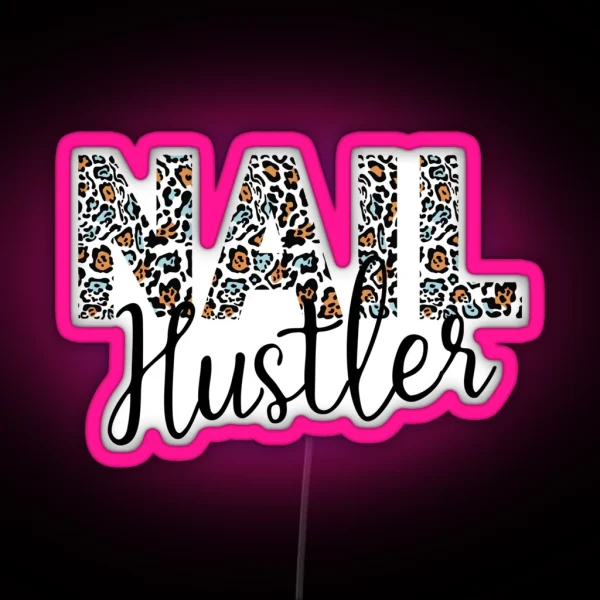Leopard Pattern Nail Hustler Nail Tech Techniques Nail RGB Neon Sign